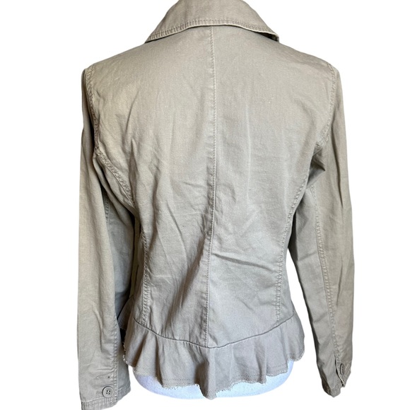 Caslon 100% Cotton Snap Button Ruffle Front Collared Blazer Jacket Size Small - Picture 6 of 17